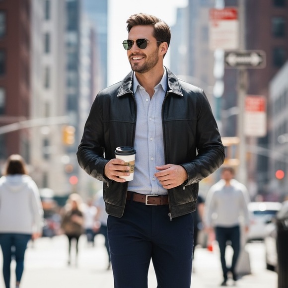 Outbrook Genuine Leather black Jacket - Picture 2 of 7